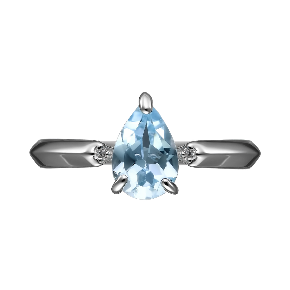 Серебряное кольцо 925 пробы; вставки 2 Фианит бесцв.; 1 Топаз Sky Blue;
