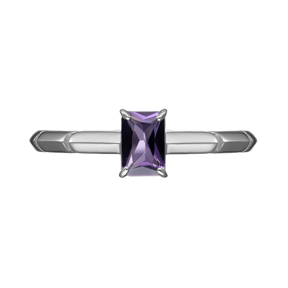 Серебряное кольцо 925 пробы; вставки 1 Аметист;