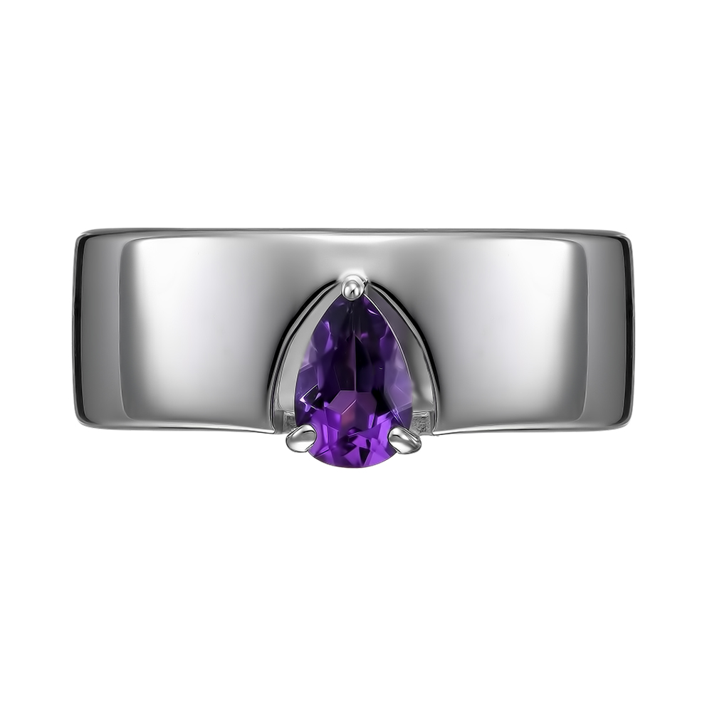 Серебряное кольцо 925 пробы; вставки 1 Аметист;