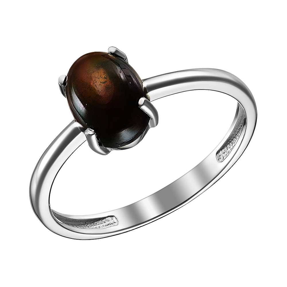 Серебряное кольцо 925 пробы; вставки 1 Опал черный;