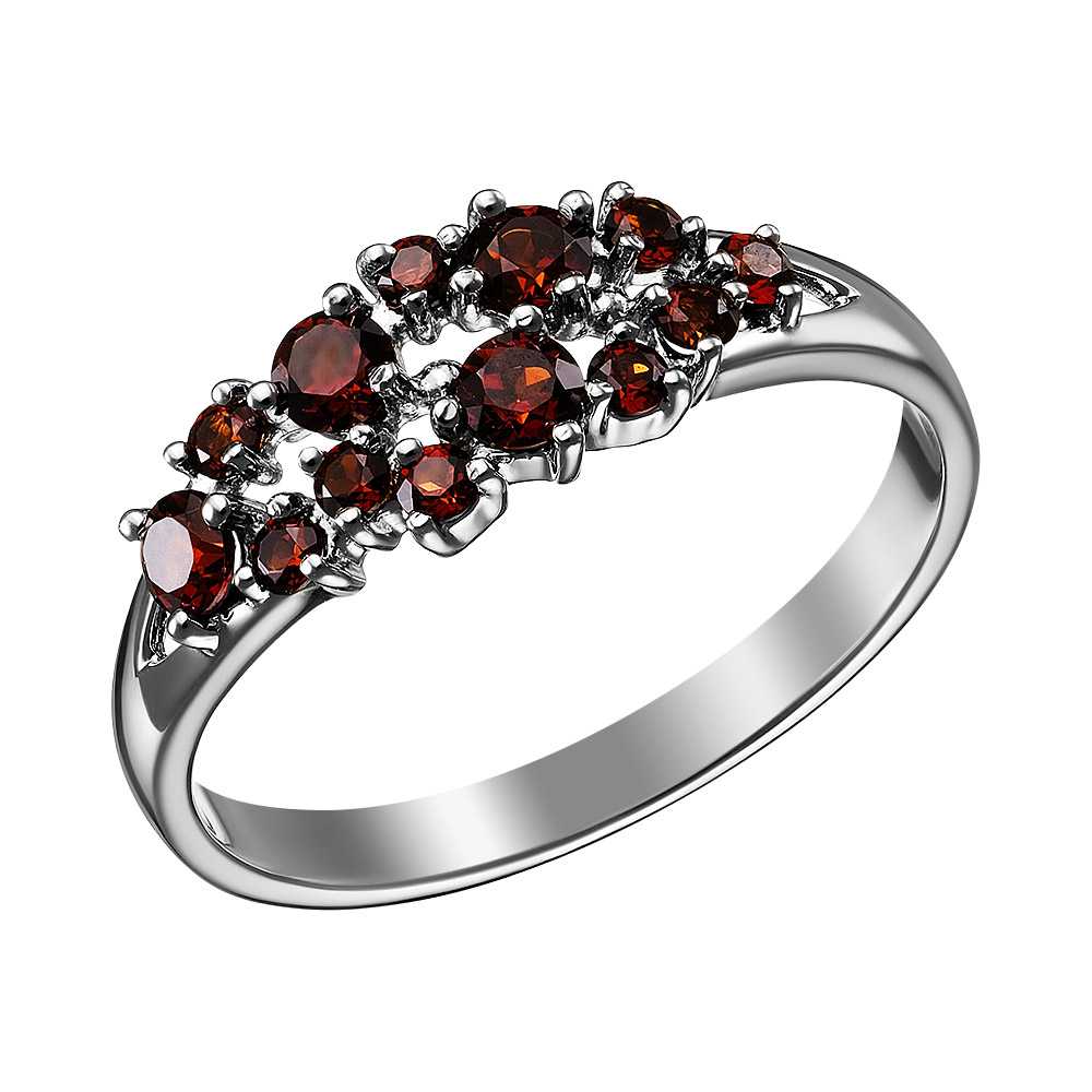 Серебряное кольцо 925 пробы; вставки 13 Гранат Мозамбик;