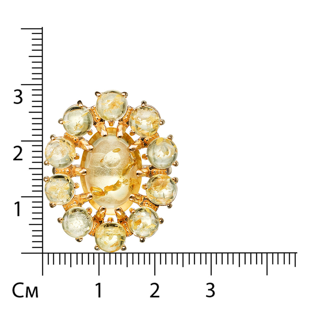 Серебряное кольцо 925 пробы; вставки 11 Янтарь;