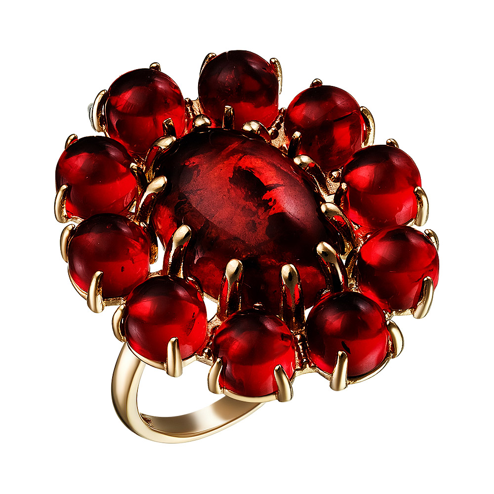 Серебряное кольцо 925 пробы; вставки 11 Янтарь;