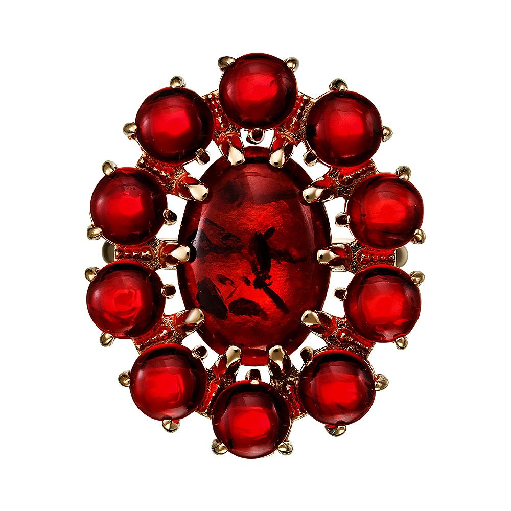 Серебряное кольцо 925 пробы; вставки 11 Янтарь;