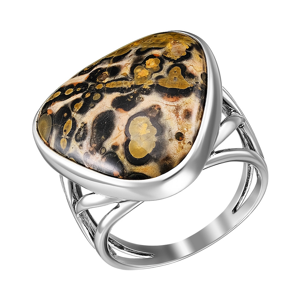 Серебряное кольцо 925 пробы; оксидирование; вставки 1 Яшма;