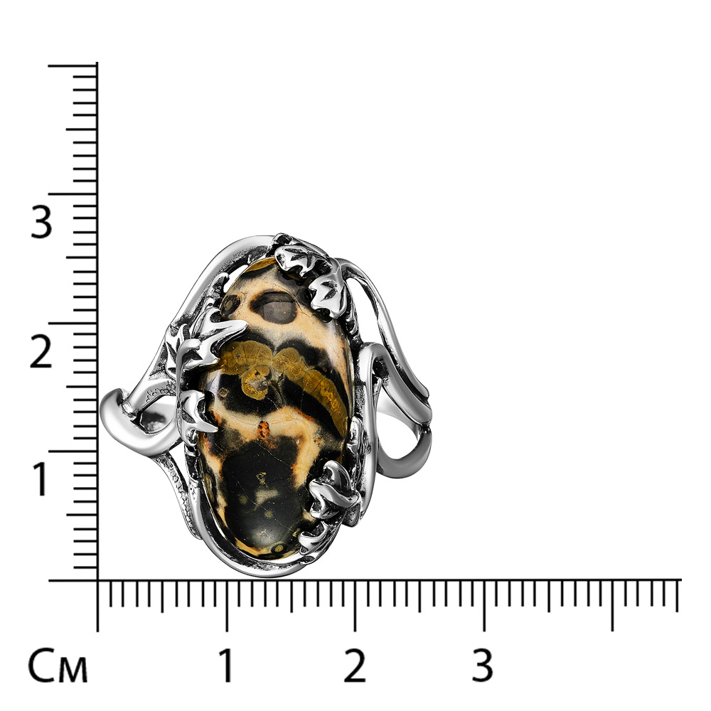 Серебряное кольцо 925 пробы; оксидирование; вставки 1 Яшма;