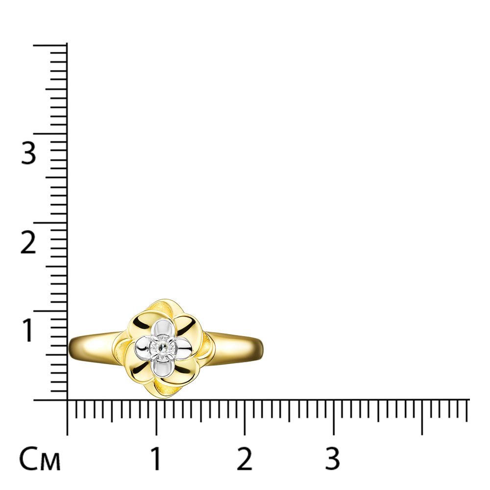 Серебряное кольцо с бриллиантом "Цветок"