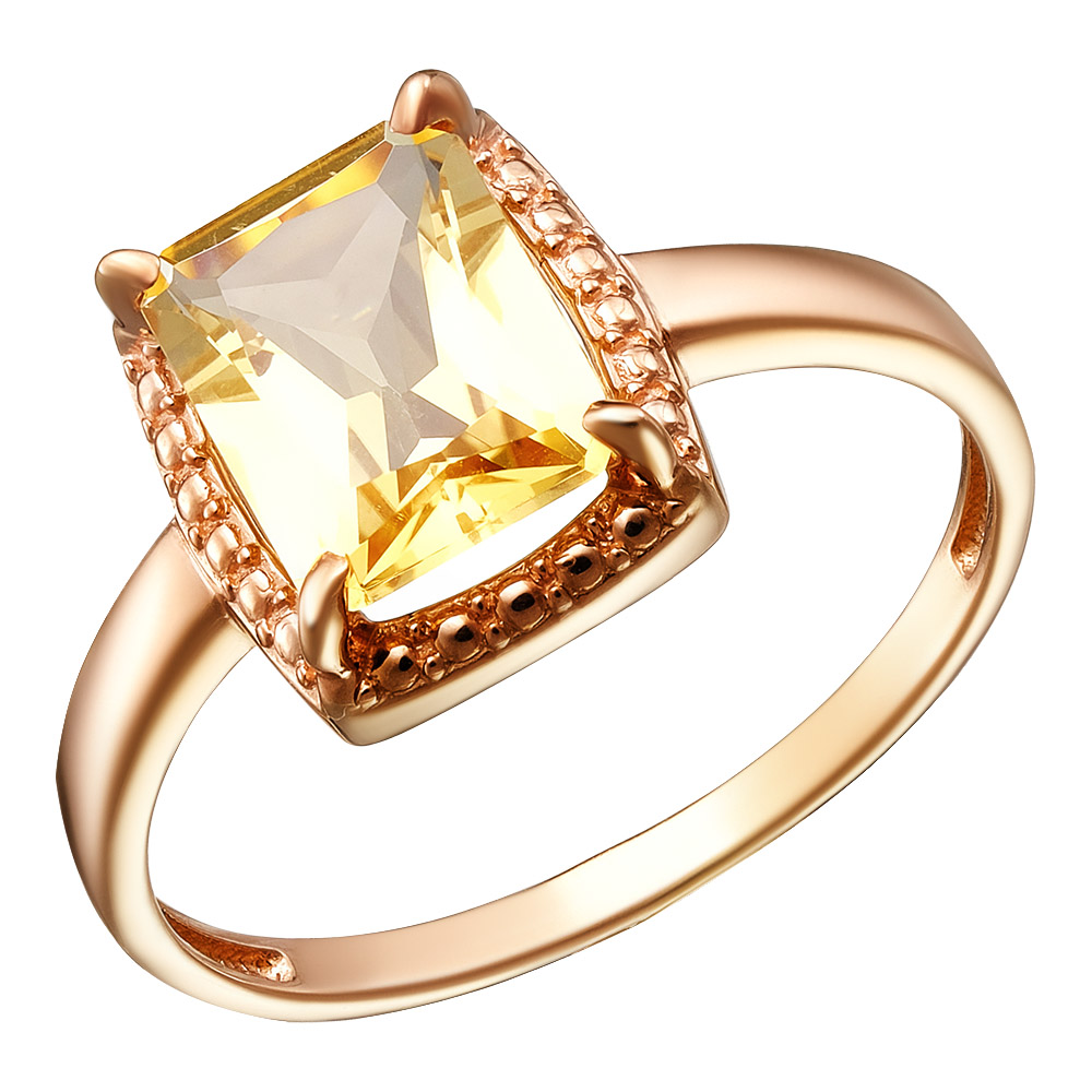 Серебряное кольцо 925 пробы; вставки 1 Цитрин;