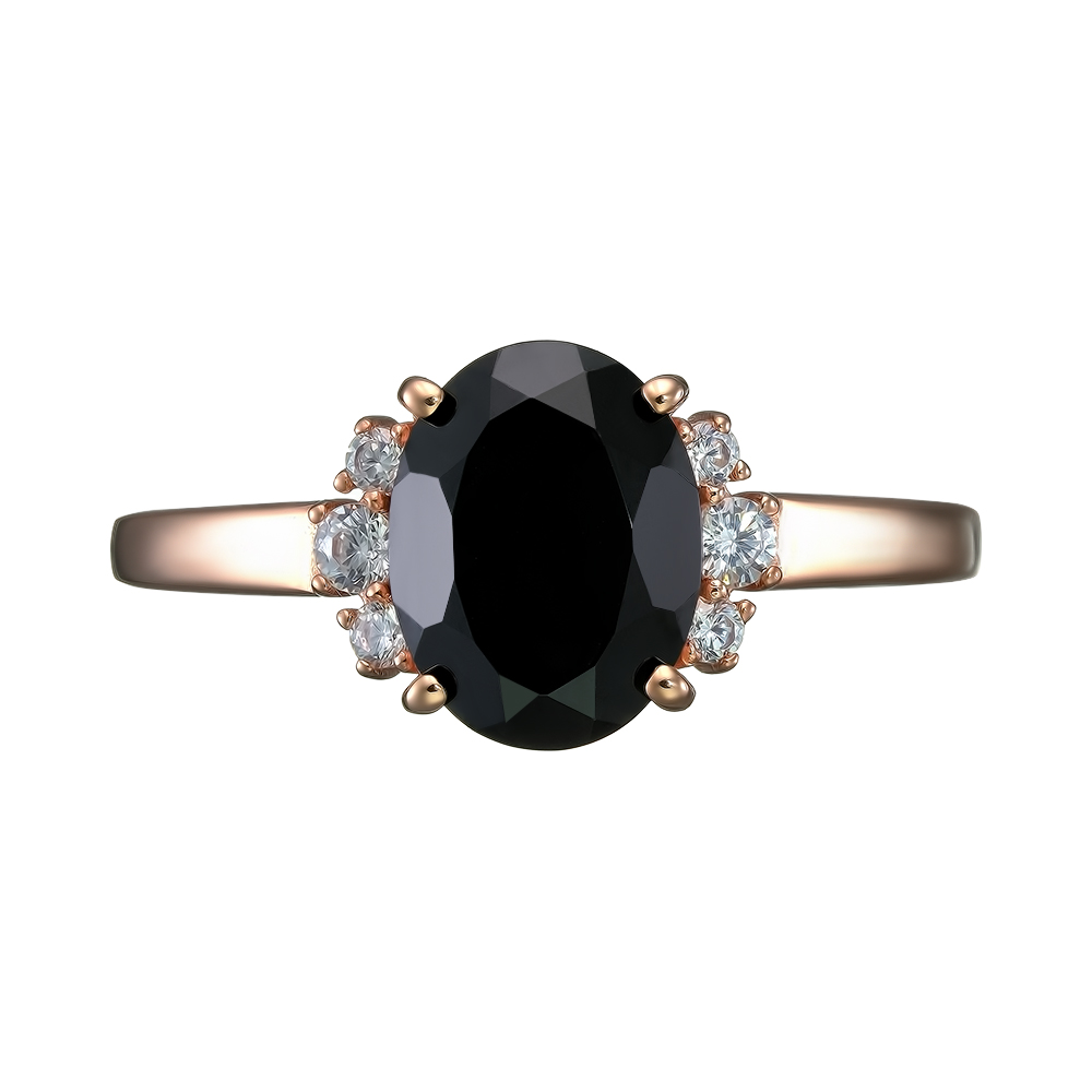 Серебряное кольцо 925 пробы; вставки 1 Шпинель черная; 6 Фианит бесцв.;