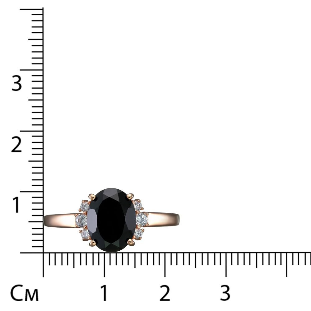 Серебряное кольцо 925 пробы; вставки 1 Шпинель черная; 6 Фианит бесцв.;