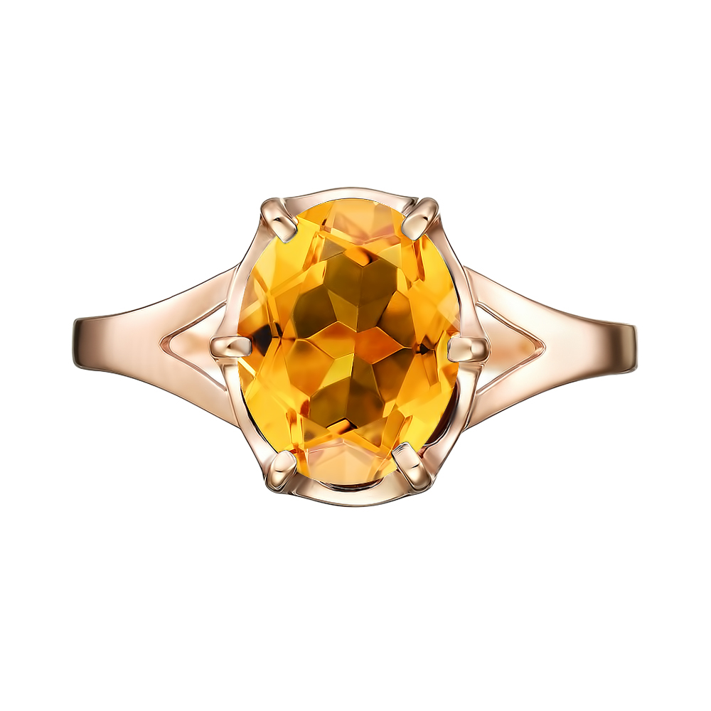 Серебряное кольцо 925 пробы; вставки 1 Цитрин;