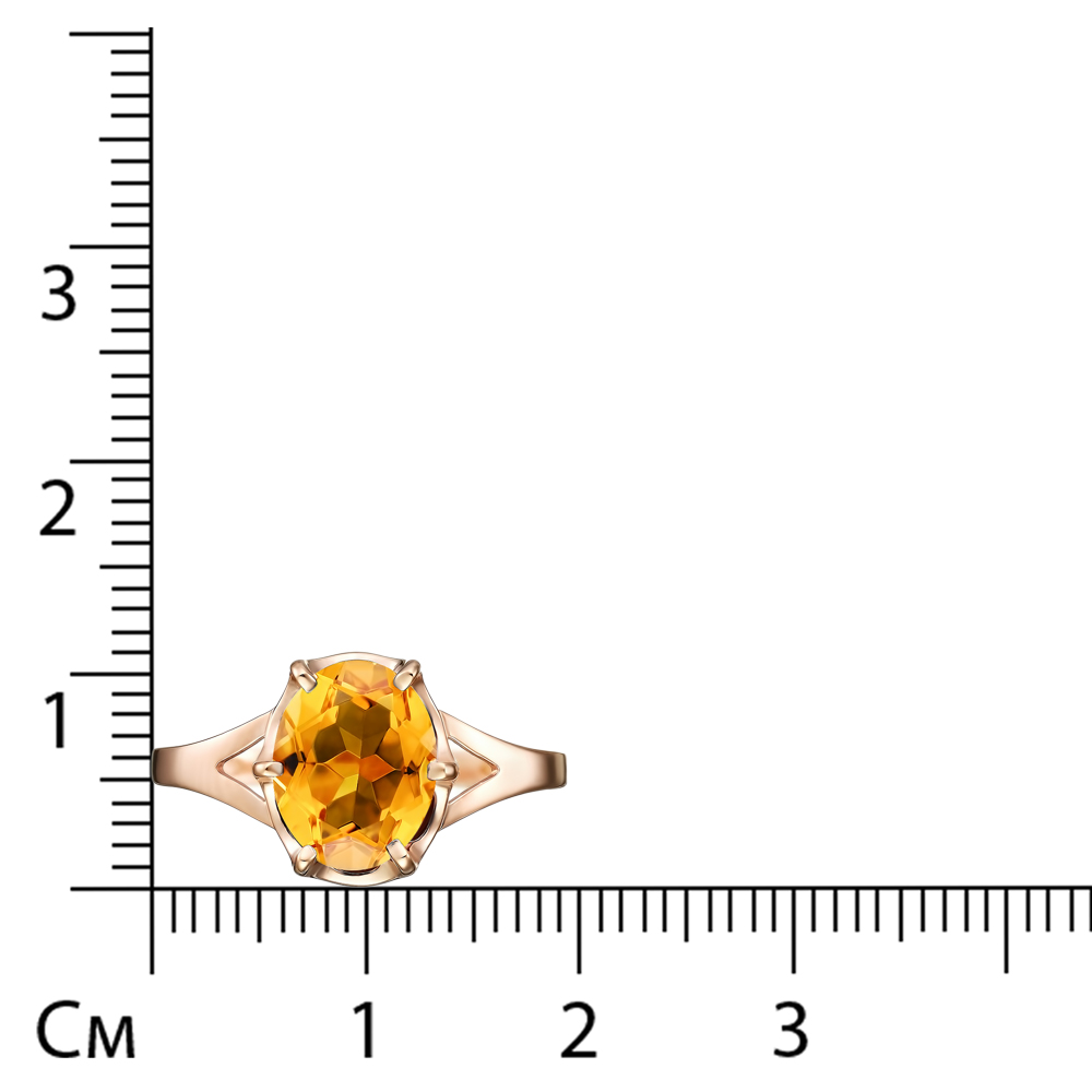 Серебряное кольцо 925 пробы; вставки 1 Цитрин;