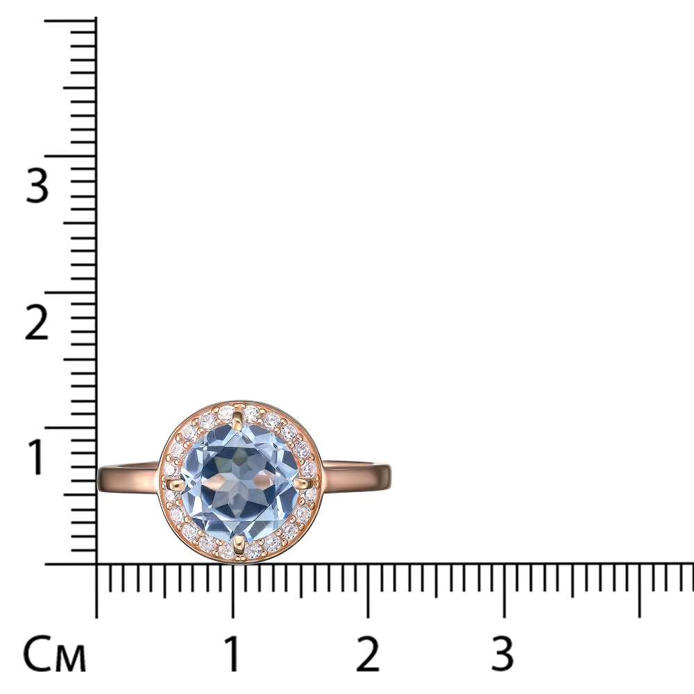 Серебряное кольцо 925 пробы; вставки 1 Топаз; 20 Фианит бесцв.;