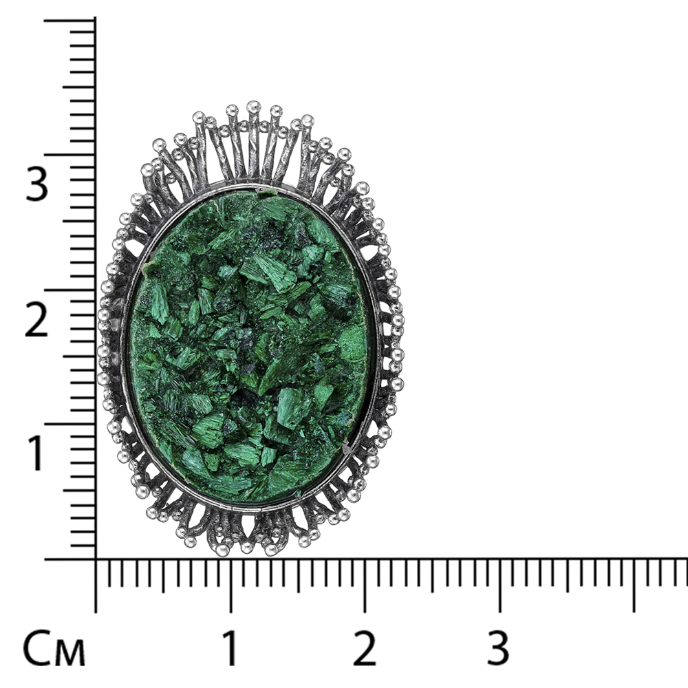 Серебряное кольцо 925 пробы; оксидирование; вставки 1 Дуплет (Малахит плисовый/полимер);