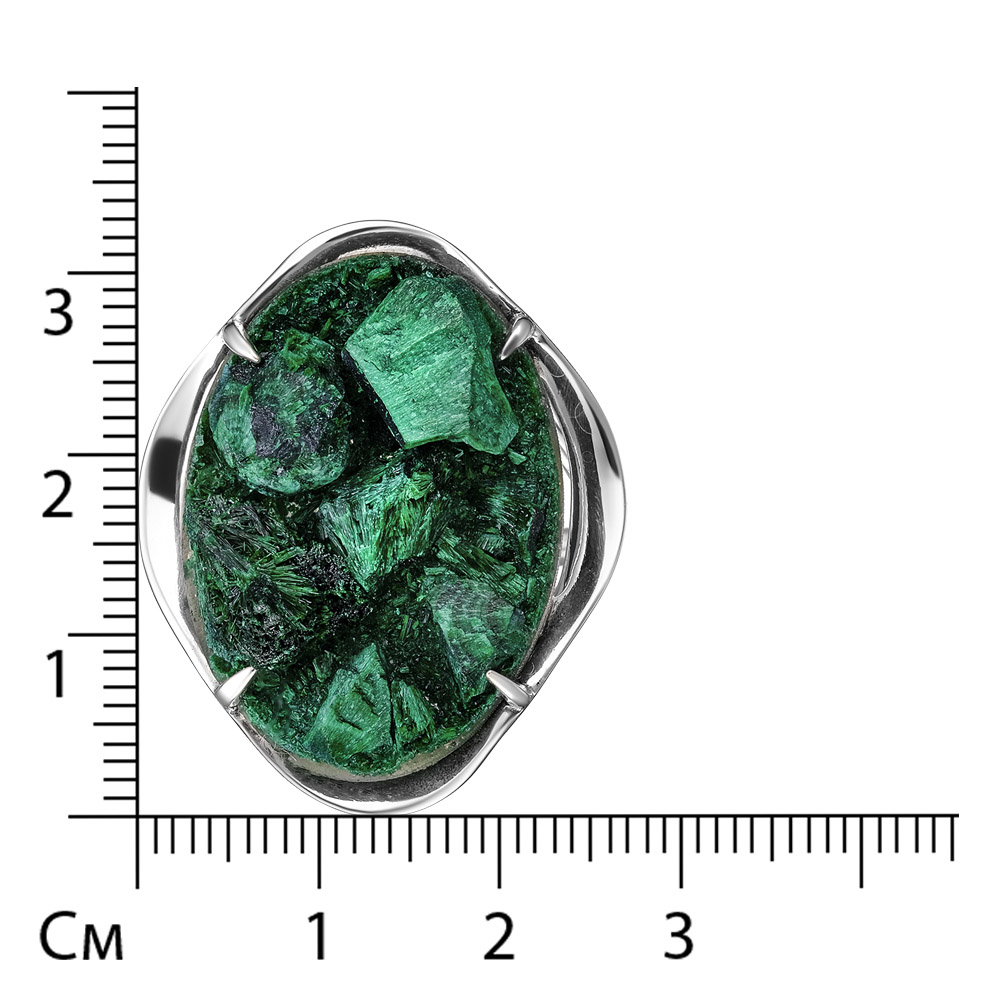 Серебряное кольцо 925 пробы; оксидирование; вставки 1 Дуплет (Малахит плисовый/полимер);