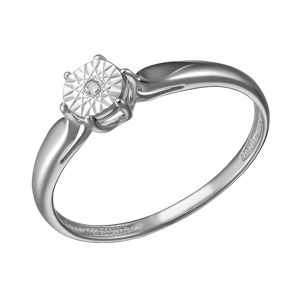 Серебряное кольцо 925 пробы; с алмазной обработкой; вставки 1 Бр.Кр-17 0,005 2/2А;