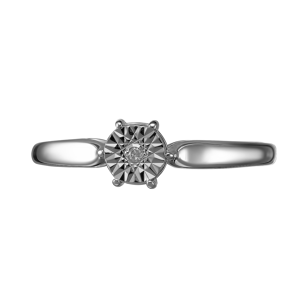 Серебряное кольцо 925 пробы; с алмазной обработкой; вставки 1 Бр.Кр-17 0,005 2/2А;