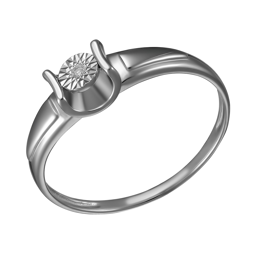 Серебряное кольцо 925 пробы; с алмазной обработкой; вставки 1 Бр.Кр-17 0,008 2/2А;