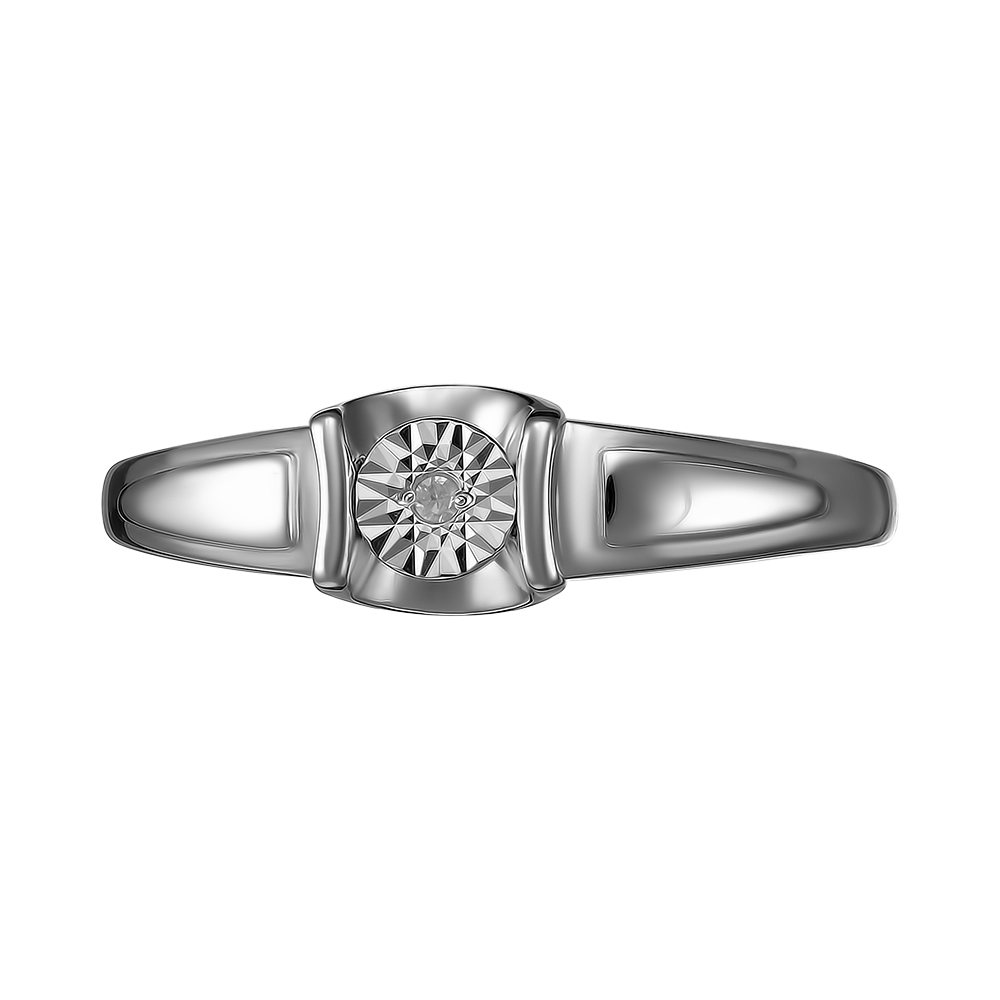 Серебряное кольцо 925 пробы; с алмазной обработкой; вставки 1 Бр.Кр-17 0,008 2/2А;