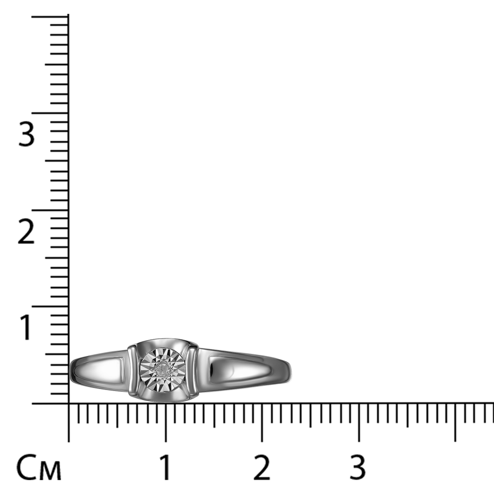 Серебряное кольцо 925 пробы; с алмазной обработкой; вставки 1 Бр.Кр-17 0,008 2/2А;