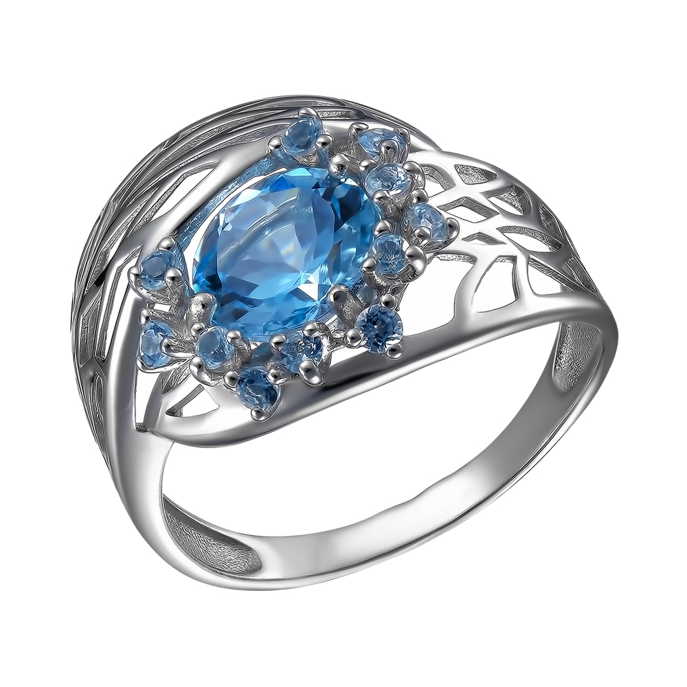 Серебряное кольцо 925 пробы; вставки 12 Топаз;
