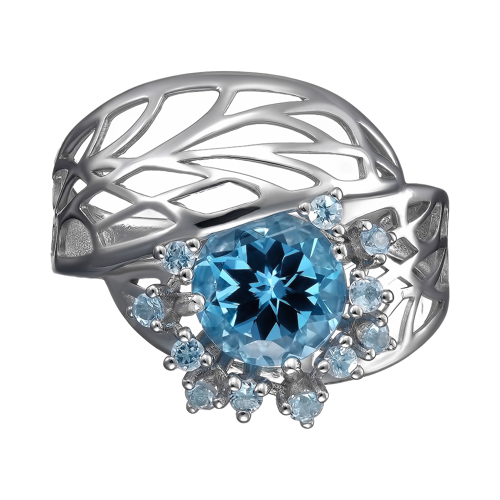Серебряное кольцо 925 пробы; вставки 12 Топаз;