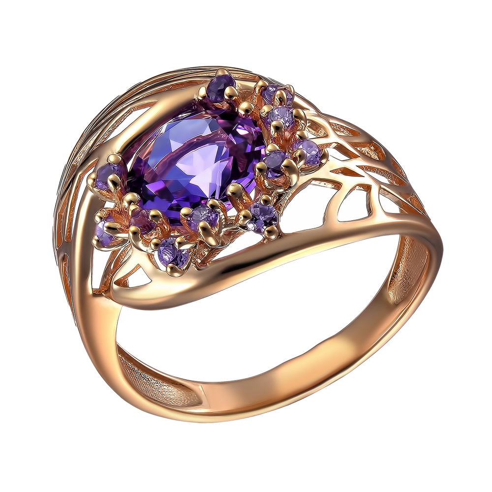 Серебряное кольцо 925 пробы; вставки 12 Аметист;
