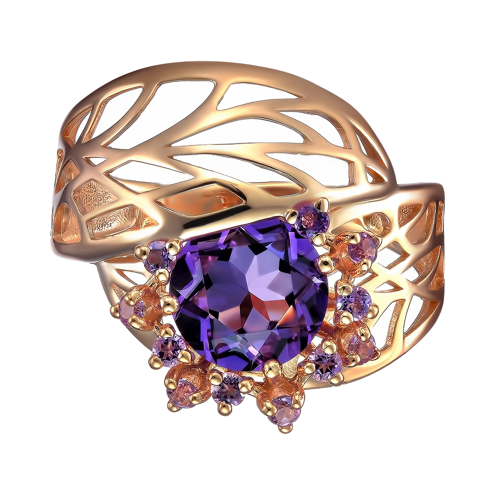 Серебряное кольцо 925 пробы; вставки 12 Аметист;