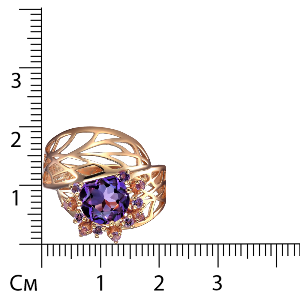 Серебряное кольцо 925 пробы; вставки 12 Аметист;