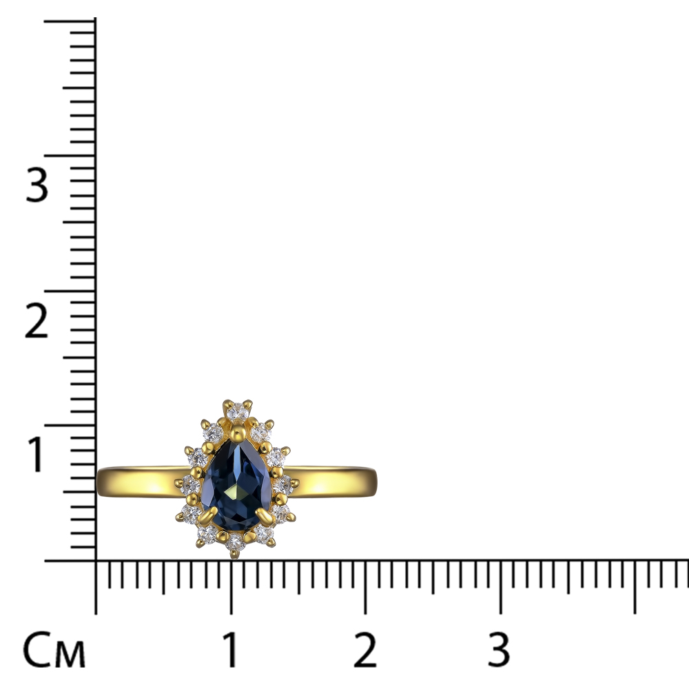 Серебряное кольцо 925 пробы; вставки 1 Топаз Лондон; 12 Фианит бесцв.;