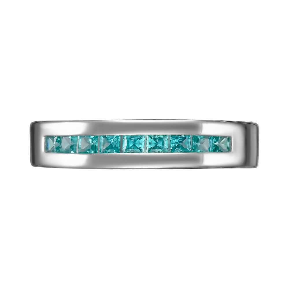 Серебряное кольцо 925 пробы; вставки 9 Кварц синт. цв. параиба;