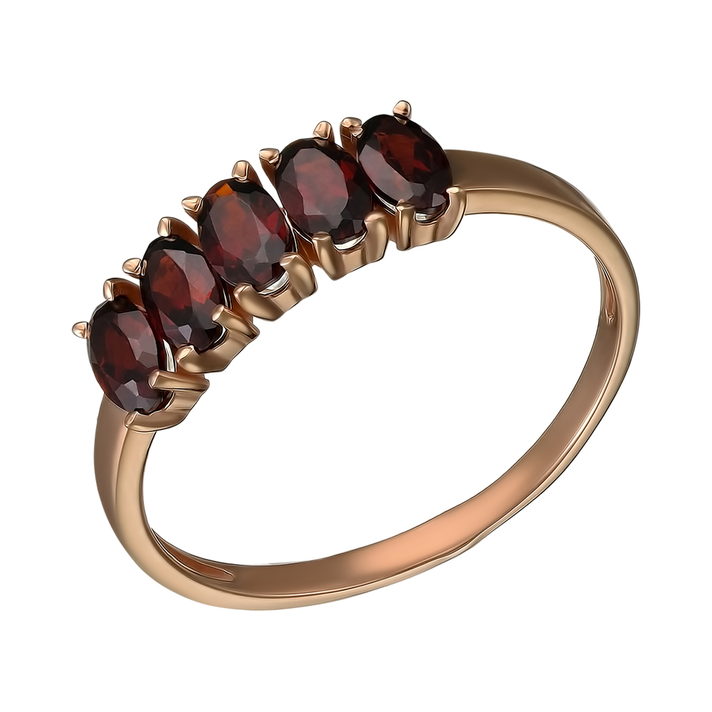 Серебряное кольцо 925 пробы; вставки 5 Гранат;