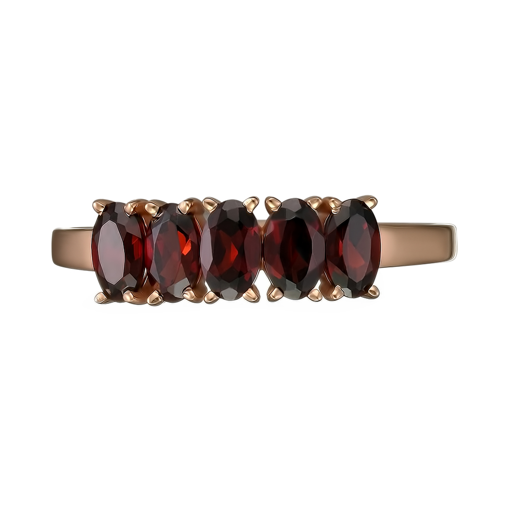 Серебряное кольцо 925 пробы; вставки 5 Гранат;