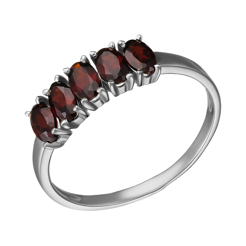 Серебряное кольцо 925 пробы; вставки 5 Гранат;