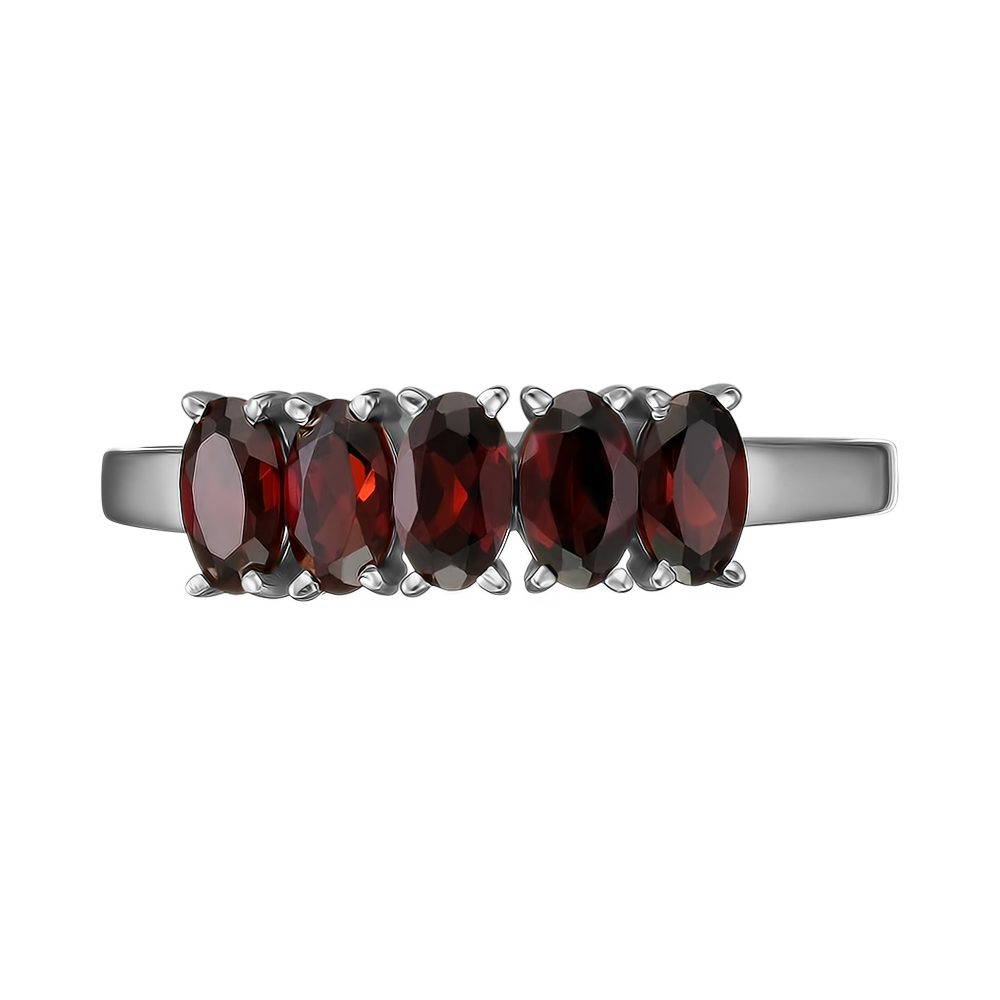 Серебряное кольцо 925 пробы; вставки 5 Гранат;
