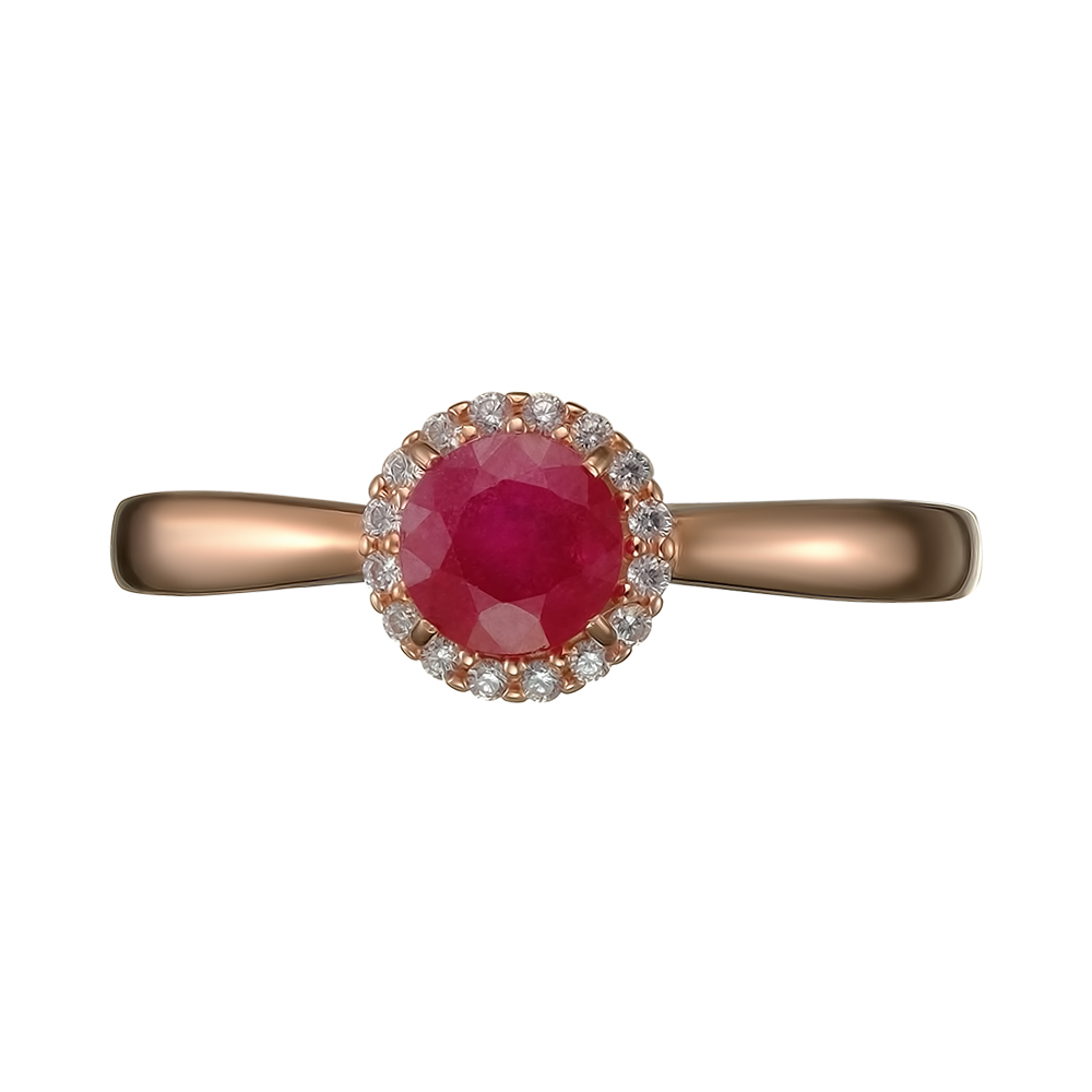 Серебряное кольцо 925 пробы; вставки 1 Рубин F/2 0,752; 16 Фианит бесцв.;