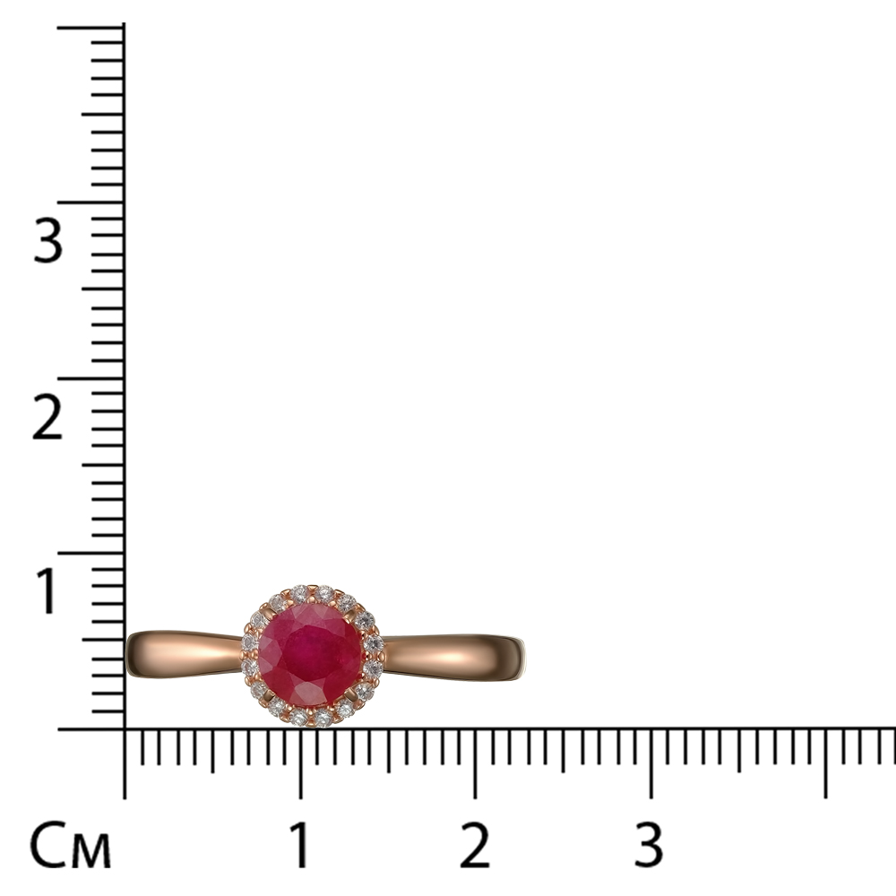 Серебряное кольцо 925 пробы; вставки 1 Рубин F/2 0,752; 16 Фианит бесцв.;