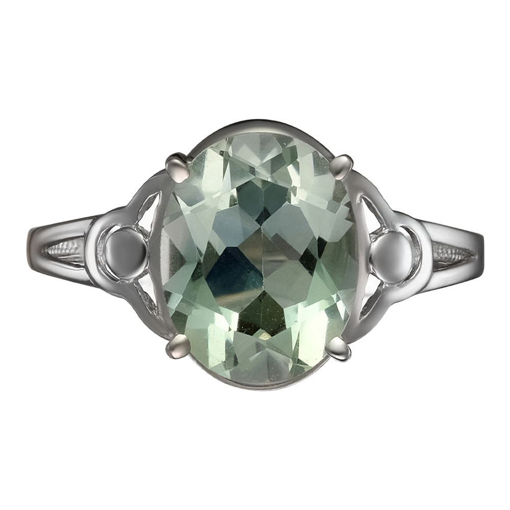 Серебряное кольцо 925 пробы; вставки 1 Празиолит;