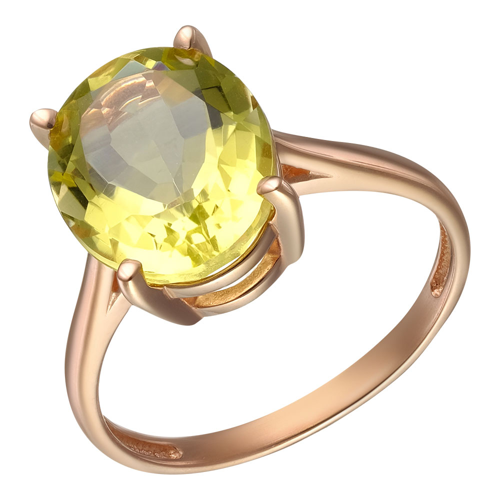 Серебряное кольцо 925 пробы; вставки 1 Кварц лимонный;