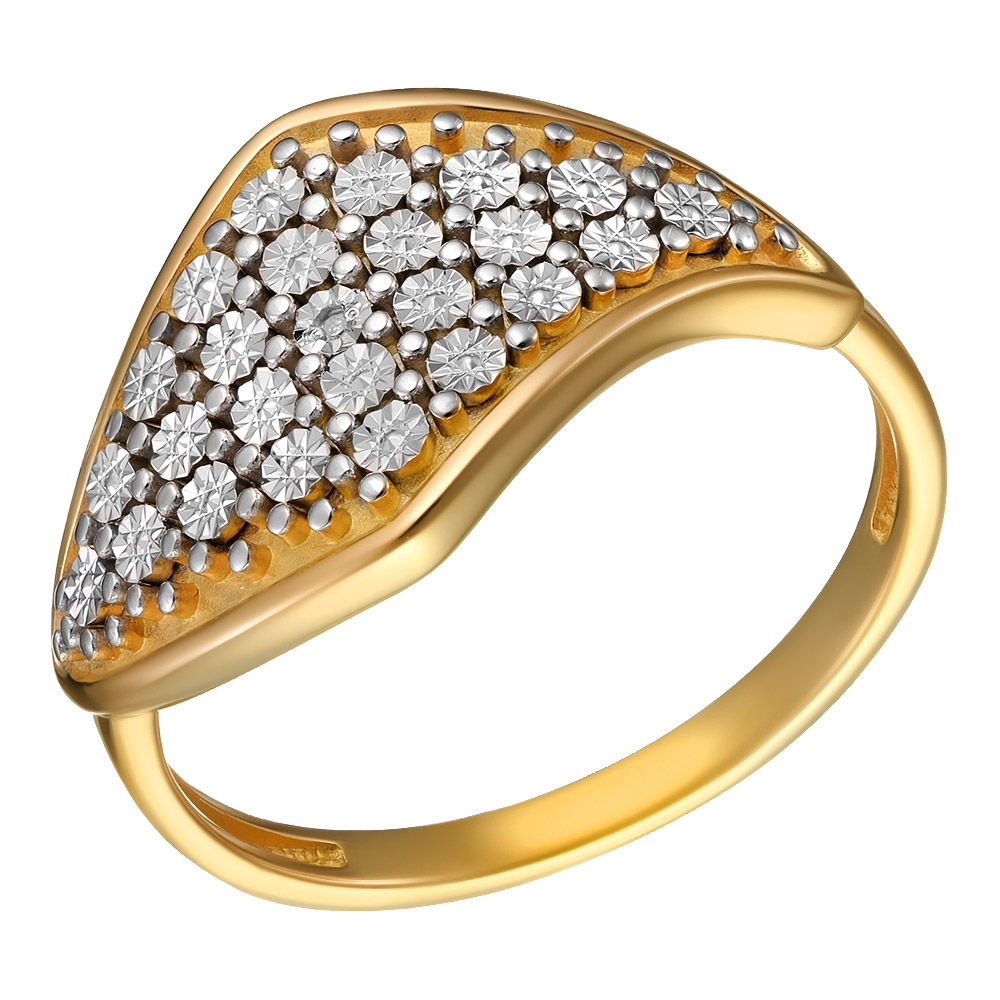 Серебряное кольцо 925 пробы; с алмазной обработкой; вставки 1 Бр.Кр-17 0,004 2/3А;
