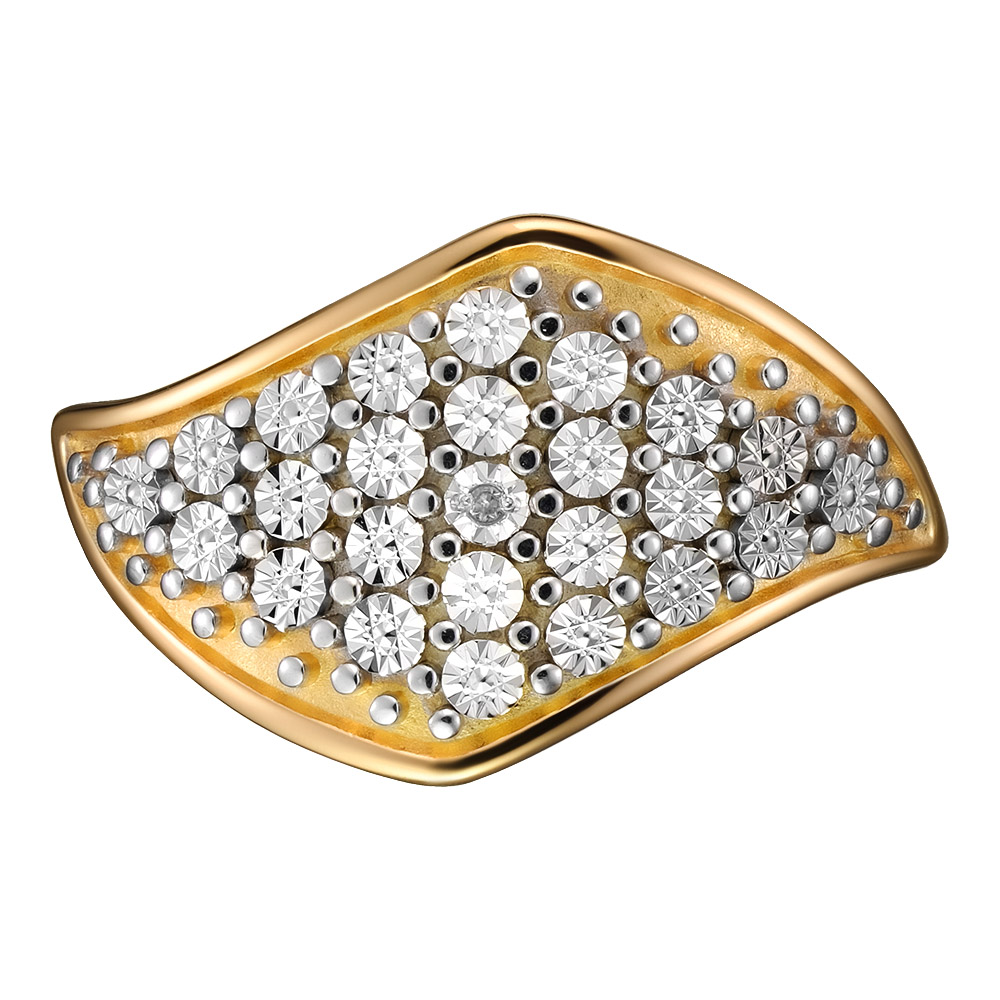 Серебряное кольцо 925 пробы; с алмазной обработкой; вставки 1 Бр.Кр-17 0,004 2/3А;