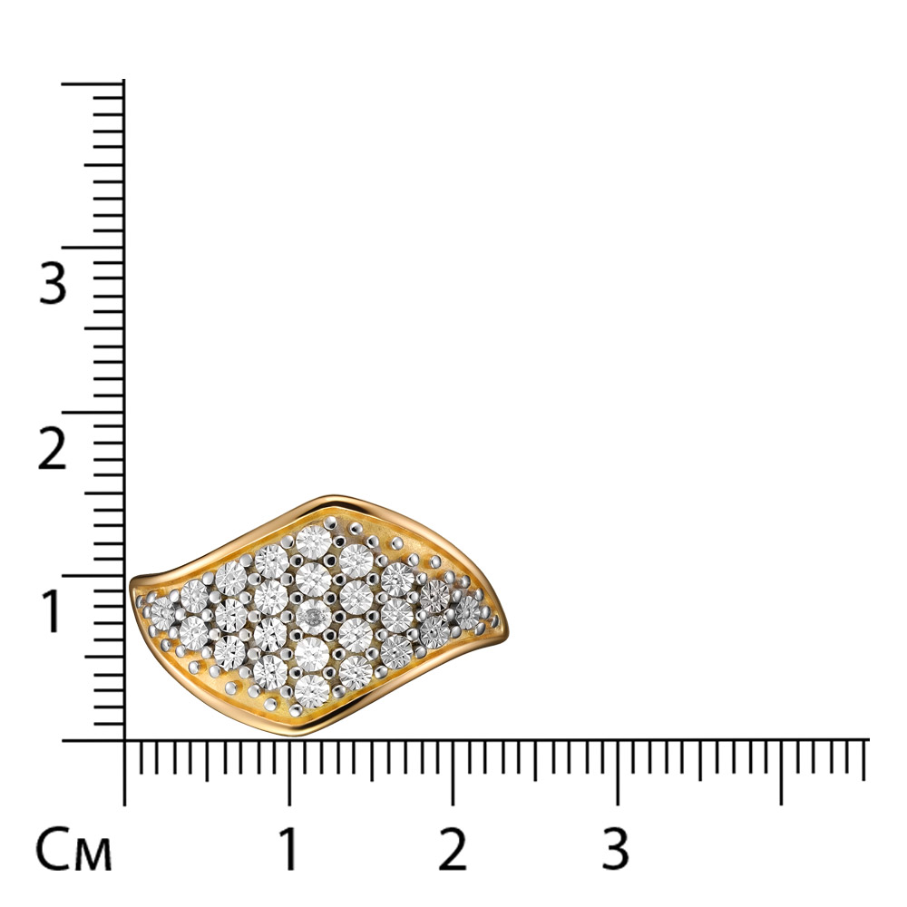 Серебряное кольцо 925 пробы; с алмазной обработкой; вставки 1 Бр.Кр-17 0,004 2/3А;