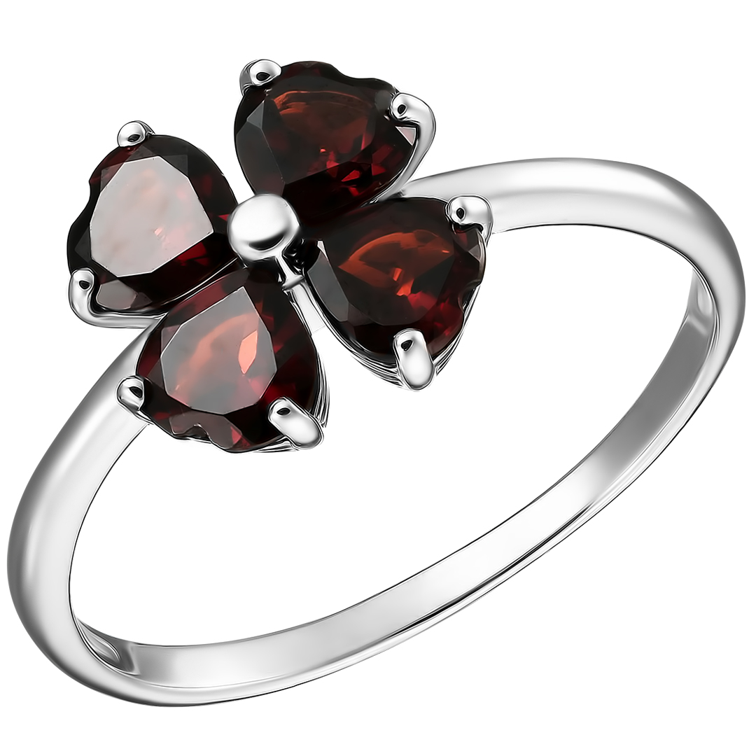 Серебряное кольцо 925 пробы; вставки 4 Гранат;