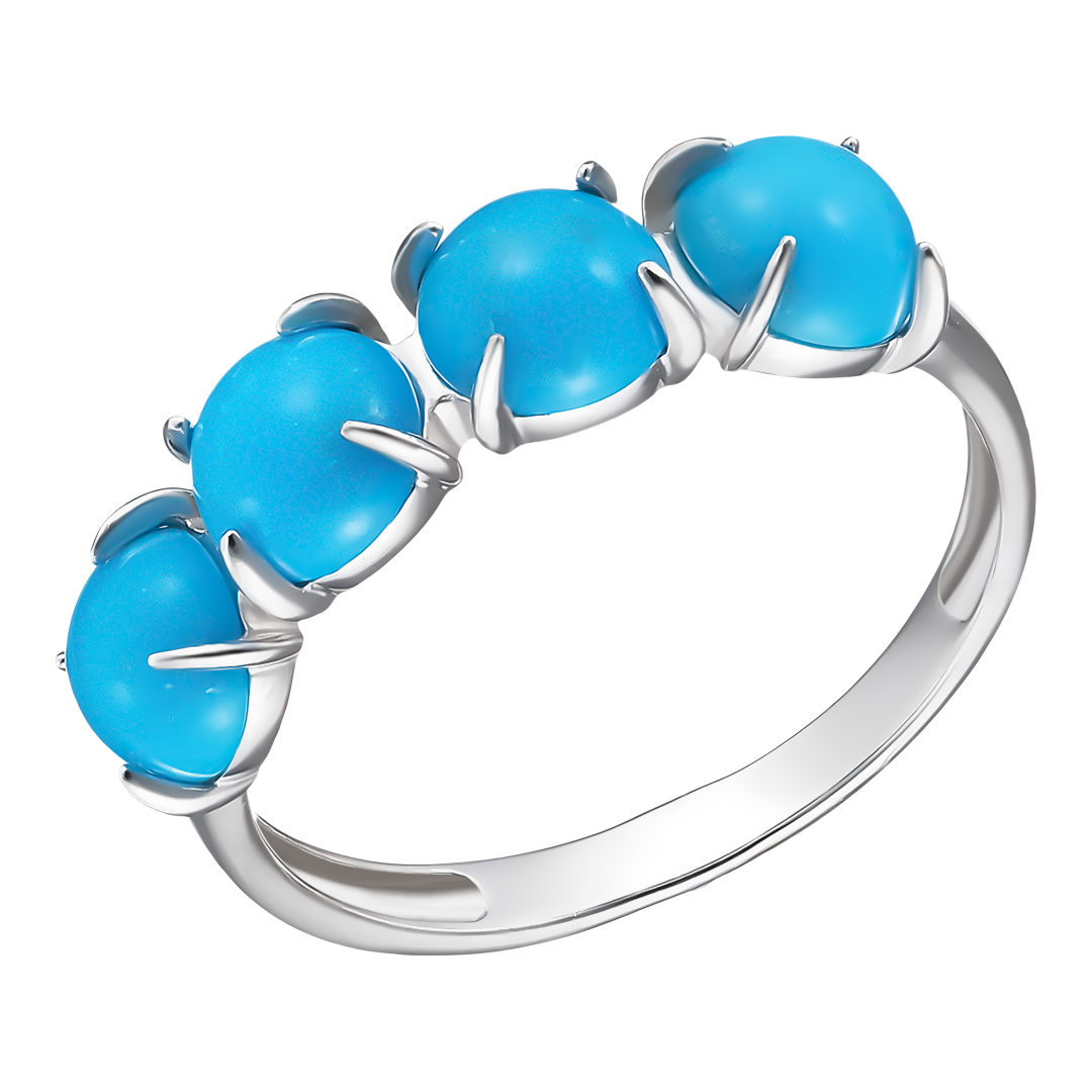 Серебряное кольцо 925 пробы; вставки 4 Бирюза нат.;