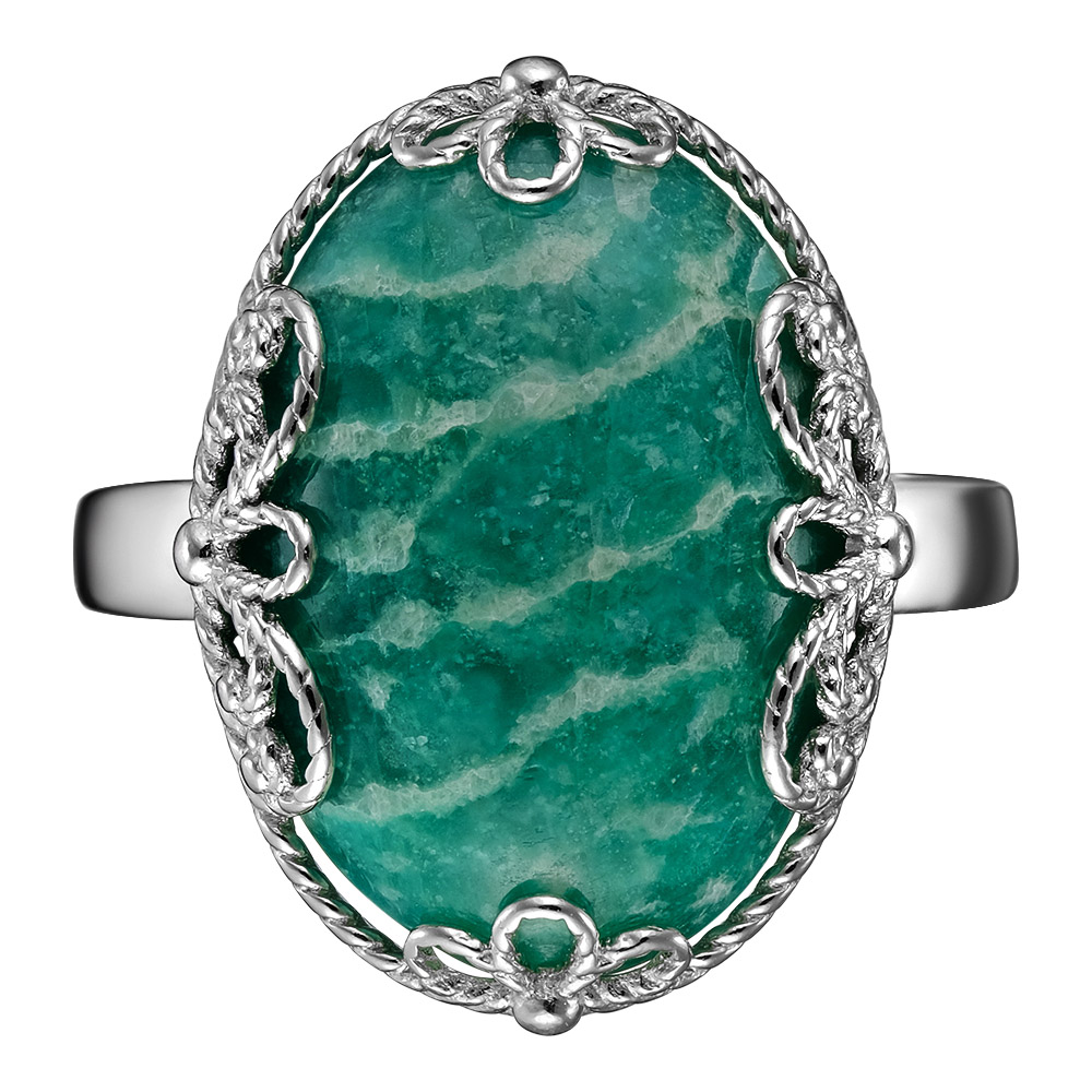 Серебряное кольцо 925 пробы; вставки 1 Амазонит;