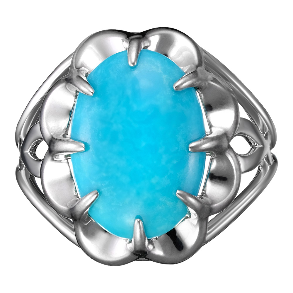 Серебряное кольцо 925 пробы; вставки 1 Бирюза;