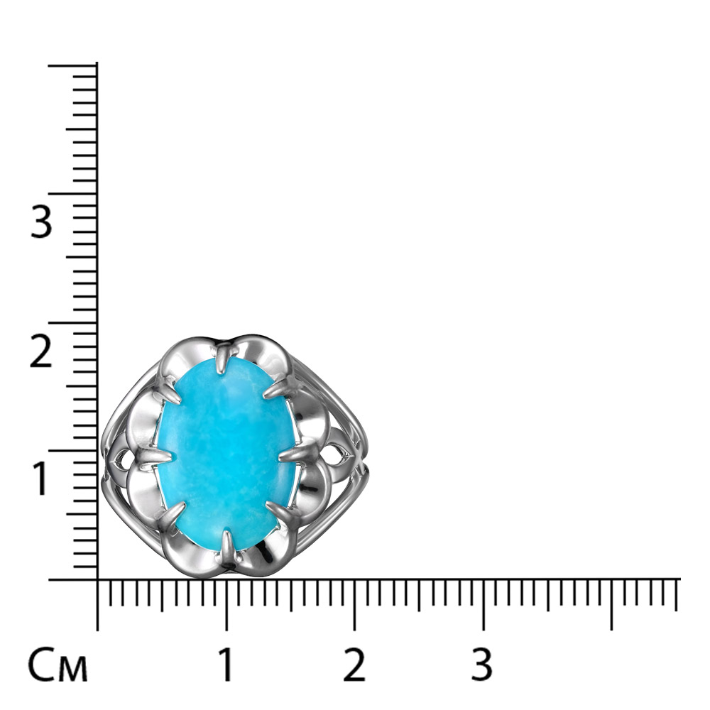 Серебряное кольцо 925 пробы; вставки 1 Бирюза;