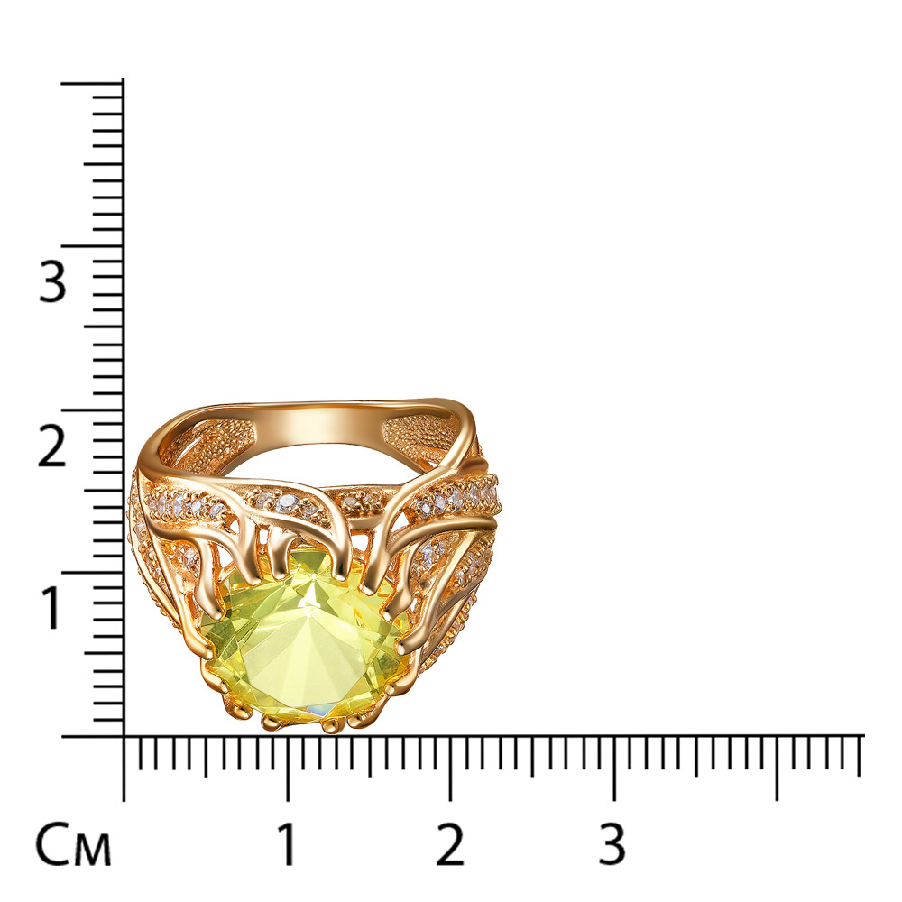 Серебряное кольцо 925 пробы; вставки 1 Янтарь; 76 Фианит бесцв.;
