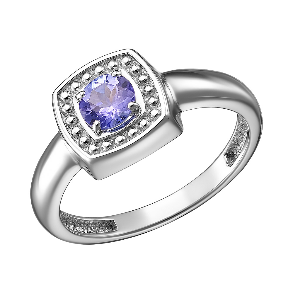 Серебряное кольцо 925 пробы; вставки 1 Танзанит;