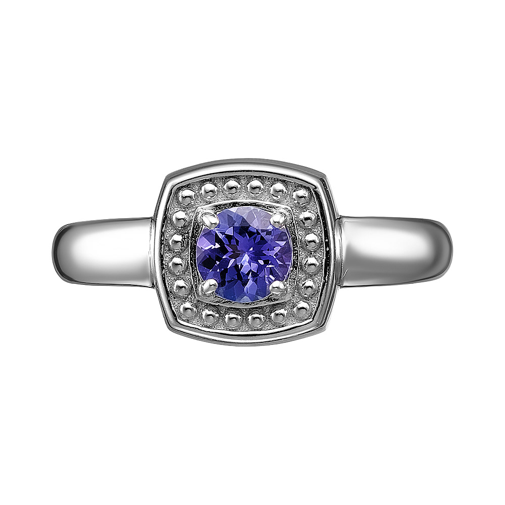 Серебряное кольцо 925 пробы; вставки 1 Танзанит;